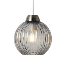 Litecraft Clara Smoke Glass Ribbed Easy Fit Lampshade - Pewter | 60625717