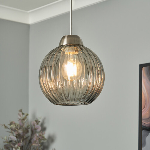 Litecraft Clara Smoke Glass Lampshade - Pewter 1