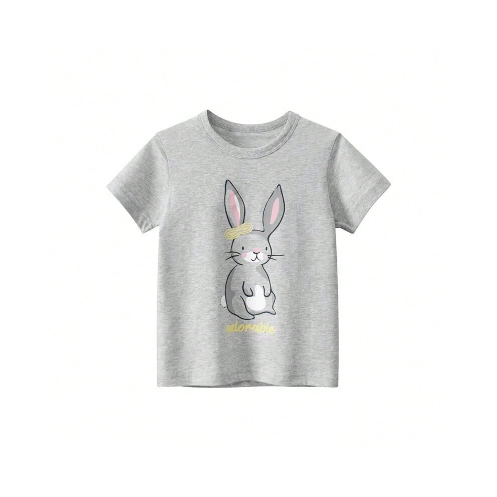 (HT9631A, 2T) 2025 Summer 2-8 Years Kids Girl Shorts Sleeve T-shirts Printed Little Girl Top Baby Girl T Shirts Children Toddler Girl Clothes