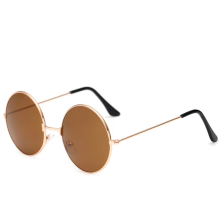 (Gold+Brown) John Lennon Style Sunglasses Round Retro Vintage Style 60s Hippie Glasses