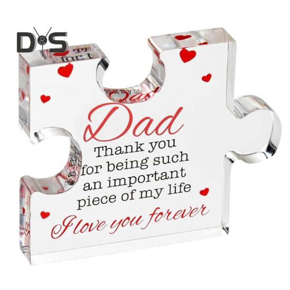 (as the picture, E) Best Dad Acrylic Decoration Thank You Dad Puzzle Home Office Desktop Ornament Father-in-law Stepfather Father's Day Birthday Festival Gift