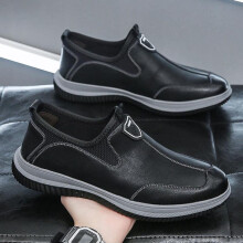 (black, Size 40) 2025 Spring Men's Soft Leather Casual Breathable Driving Shoes