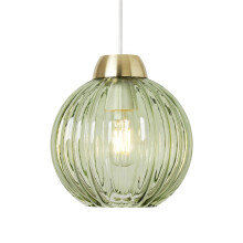 Litecraft Clara Green Glass Ribbed Easy Fit Lampshade - Satin Brass