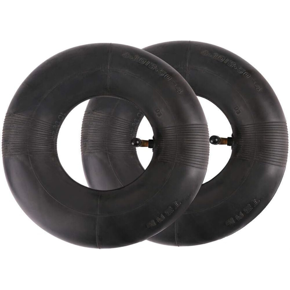 Lot de 2 chambres à air de brouette, 4.10/3.50-4 pneus de rechange avec tige de valve coudée TR87 pour déménageurs, chariots