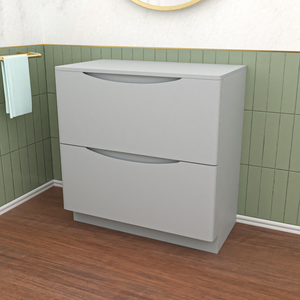 Nes Home Matte Grey 800mm 2 Drawer Work Top Freestanding Vanity Unit