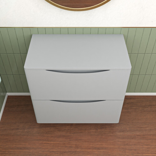 NES Home Nes Home Matte Grey 800mm 2 Drawer Work Top Freestanding Vanity Unit 1