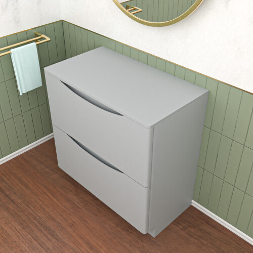 NES Home Nes Home Matte Grey 800mm 2 Drawer Work Top Freestanding Vanity Unit 2