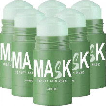 (6PCS) OUHOE Green Tea Mask Stick Acne Blackheads Facial Deep Cleansing Tightening Pores Smear Mask Mud Skin Care Mask