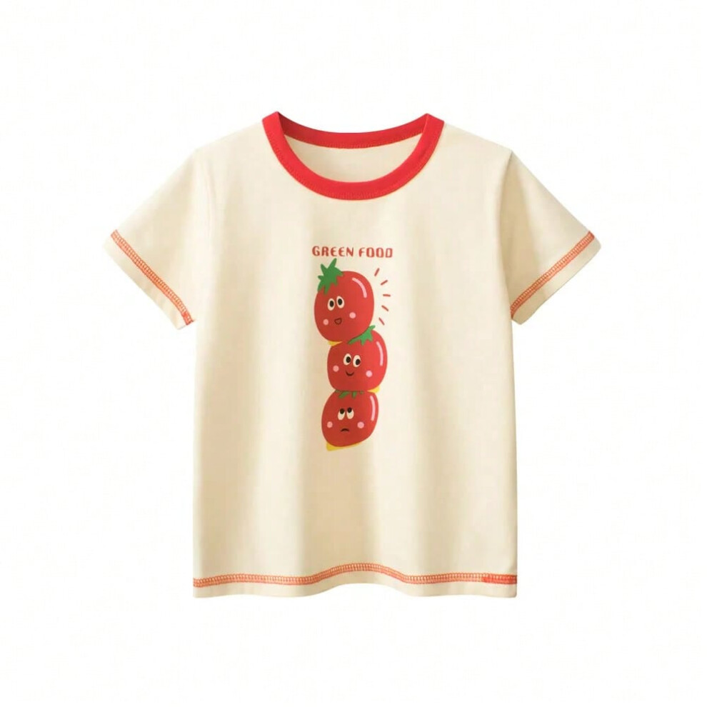(HT9215A, 5T) 2025 Summer 2-8 Years Kids Girl Shorts Sleeve T-shirts Printed Little Girl Top Baby Girl T Shirts Children Toddler Girl Clothes