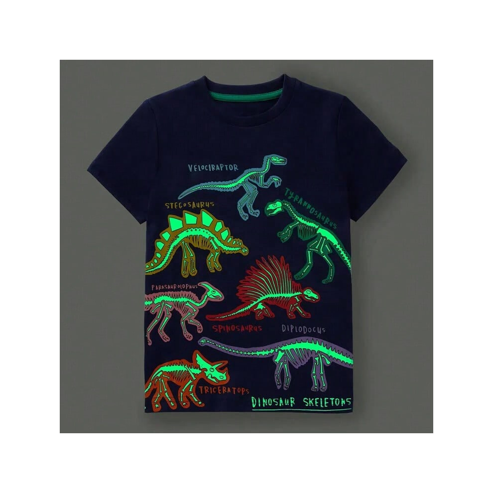 (67131 same pic, 2Y) SAILEROAD 2024 New Summer T Shirt Cotton Short Sleeve Cartoon Whale Luminous T-shirts Kids Tee Girl Tops Boys Children Clothes