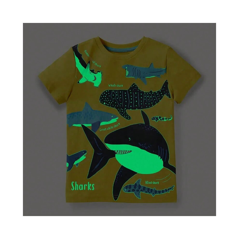 (67192 same pic, 7Y) SAILEROAD 2024 New Summer T Shirt Cotton Short Sleeve Cartoon Whale Luminous T-shirts Kids Tee Girl Tops Boys Children Clothes