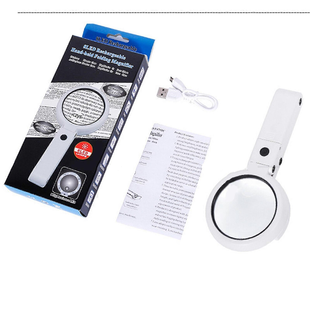 (As show, One size) Magnifying Glass LED 5X 11X Magnification Magnifier Lens Adjustable for Reading Repair Battery Powered