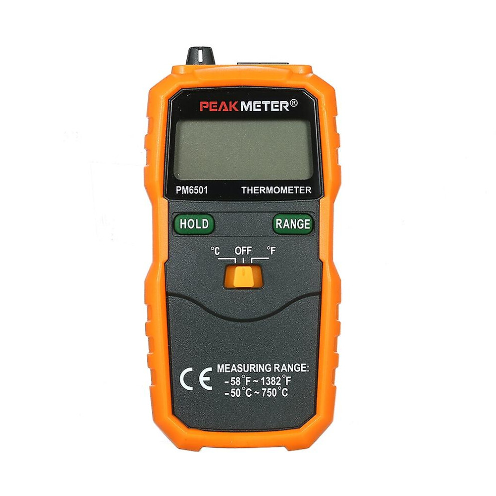 (As show, One size) PEAKMETER PM6501 LCD Display K Type Temperature Meter Thermocouple W/Data Hold/Logging Digital Therm