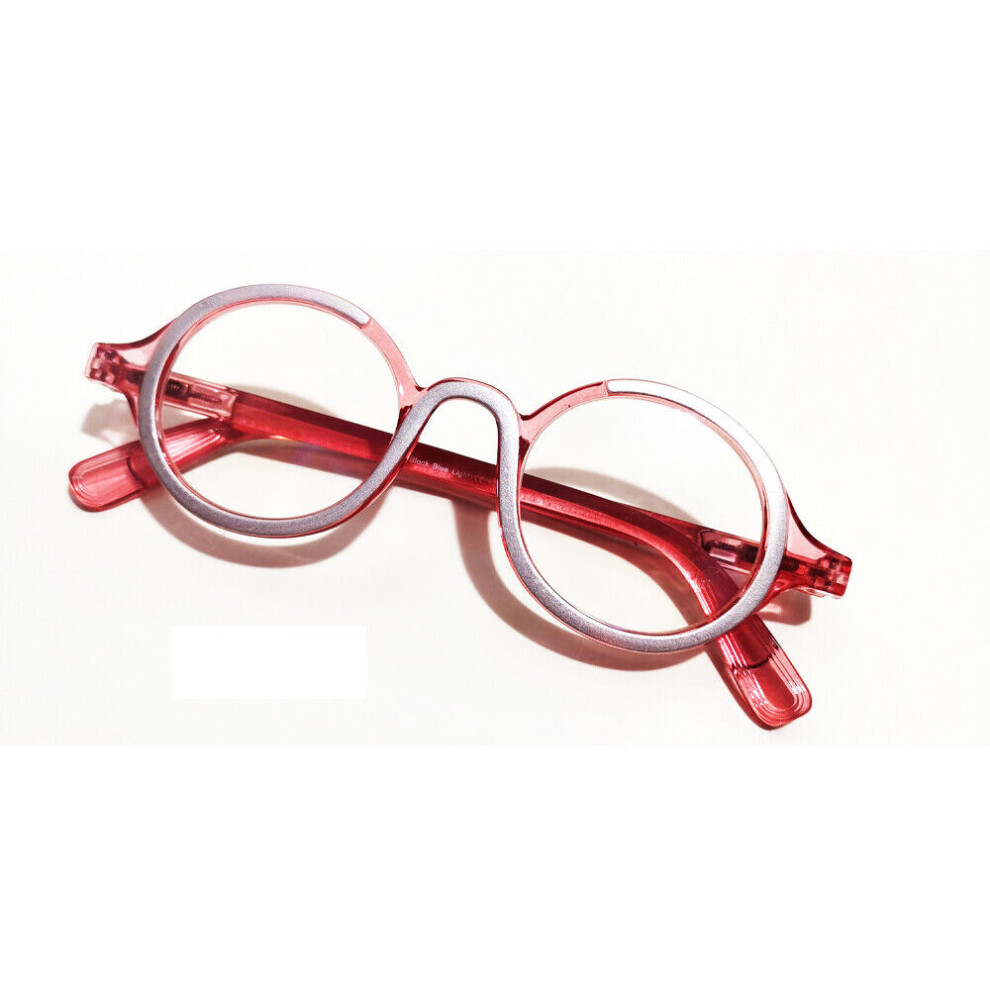 Pink (, +3.0) Vintage Spring Hinges Reading Glasses Small Round Readers +1.0 ~ +4.0