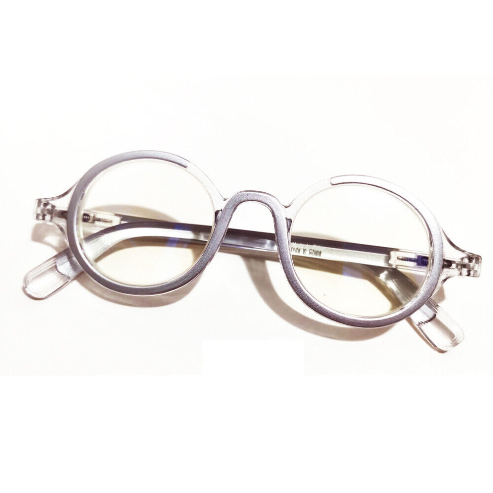 (White, +2.0) Vintage Spring Hinges Reading Glasses Small Round Readers +1.0 ~ +4.0