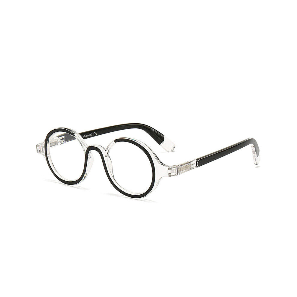 Black (, +3.0) Vintage Spring Hinges Reading Glasses Small Round Readers +1.0 ~ +4.0