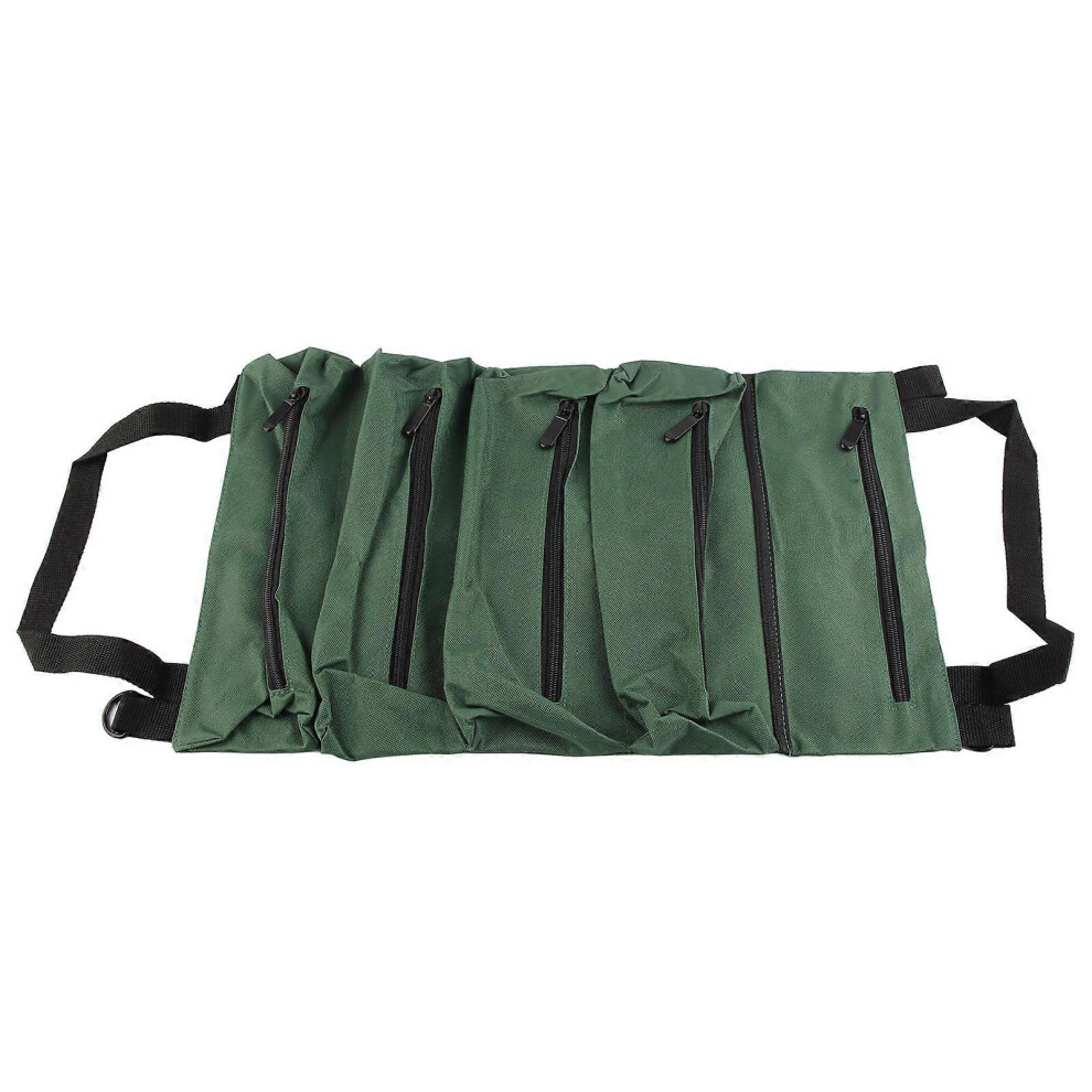 (As Show, One Size) Tool Roll Up Bag Waterproof Oxford Cloth Multi Purpose Wrench Roll Pouch With 5 Zipper Pockets 6909775963951