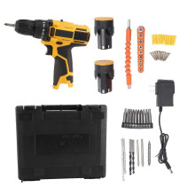 (As show, One size) Power Drill Set 12V Lithium Lon Powered 1400RPM Multifunctional Power Drill Tool Set 100240VAC US Plug