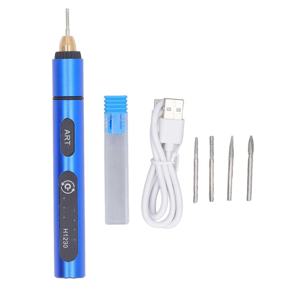 (As Show, One Size) Electric Engraving Pen Rechargeable 3 Gear 5V Cordless Rotary Tool For Grinding Carving Blue 6909775969571