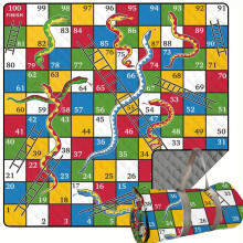 (Type A, Picnic mat 150cmx180cm) 1pc Snakes and Ladders Game Board Picnic Mat - Colorful, Portable, Foldable, Machine Washable, Reusable Outdoor Mat