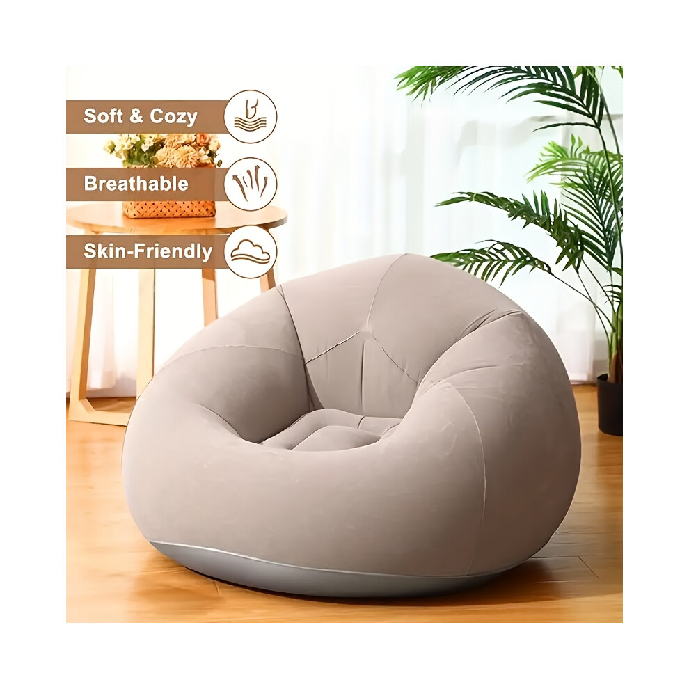 (coffee color?) An Outdoor Inflatable Mattress, Comfortable Lazy Bean Bag Sofa Chair with Four Colors Available, Easy to Inflate, No Charging Required, Suitable