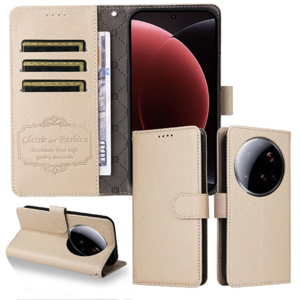(Yellow) Flip Case For Xiaomi 15 Ultra Wallet Magnetic Car Mount Wireless Charging Crad Slot Yellow 764563532643