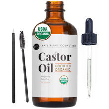 Kate Blanc Cosmetics Castorolie Bio (2oz), 100% Puur, Koudgeperst, Zonder Hexaan. Stimuleert Groei voor Haar, Wimpers, Wenkbrauwen.
