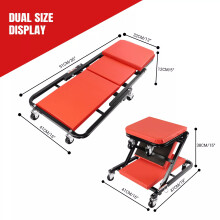 Deluxe Folding Car Creeper with Headrest - Mechanics Rolling Seat Garage Stool with 6 Swivel Wheels