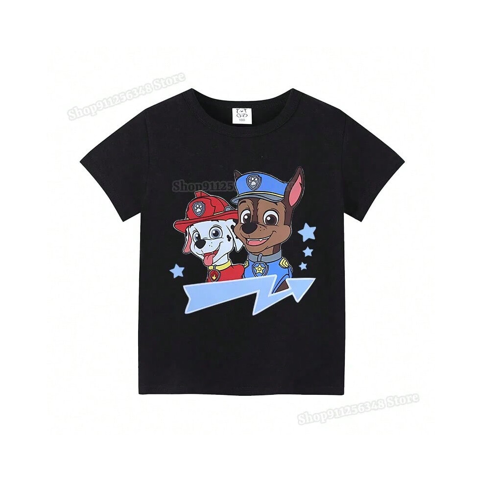 (GGXL 885, 110cm) Paw Patrols Kids T-shirt Children Clothing Boys Girls Clothes Cartoon Streetwear Shirts Kawaii Figure Chase Skye Print Tops
