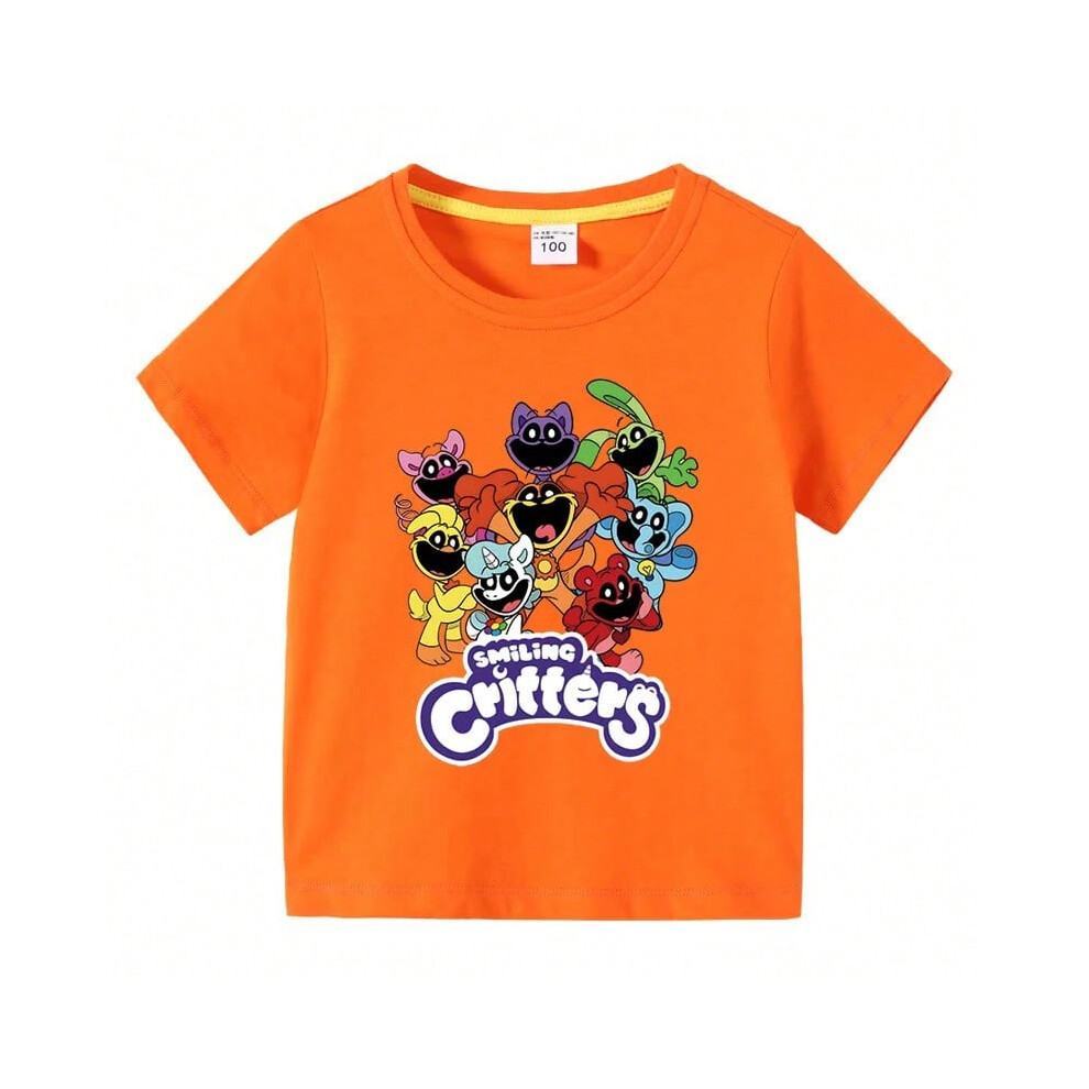 (color 4, 110(4T)) Smiling Critters Children's Clothing Kawaii Cartoon Funny T-Shiirt Boys Short Sleeve Fashion Tops 3-10Years Kids Summer Clothes