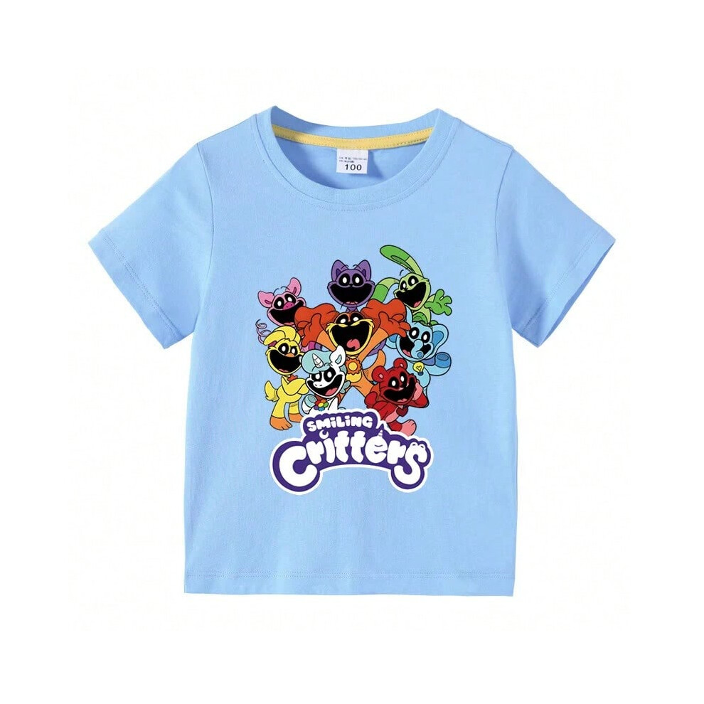 (color 9, 150(9T-10T)) Smiling Critters Children's Clothing Kawaii Cartoon Funny T-Shiirt Boys Short Sleeve Fashion Tops 3-10Years Kids Summer Clothes