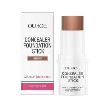 (Brown * 7G) Ouhoe Concealer Stick Foundation Series Portable Waterproof Sweat-Proof Moisturizing Non-Greasy Lightweight Smear-Proof Makeup Foundation