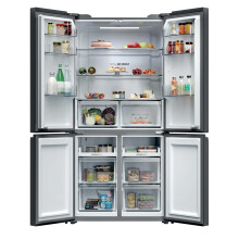 Haier HCR39F19ENPT 90cm 646L Frost Free Four-Door French-Style Black Fridge Freezer with Air Surround Fresher Tech