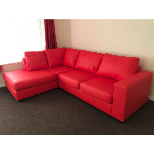 WESTPOINT VENICE BIG CORNER SOFA FAUX LEATHER RED LEFT HAND SIDE 2