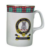 (MacLean) White Scottish Clan Crest Tartan Bone China Mug