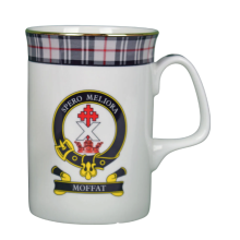 (Moffat) White Scottish Clan Crest Tartan Bone China Mug