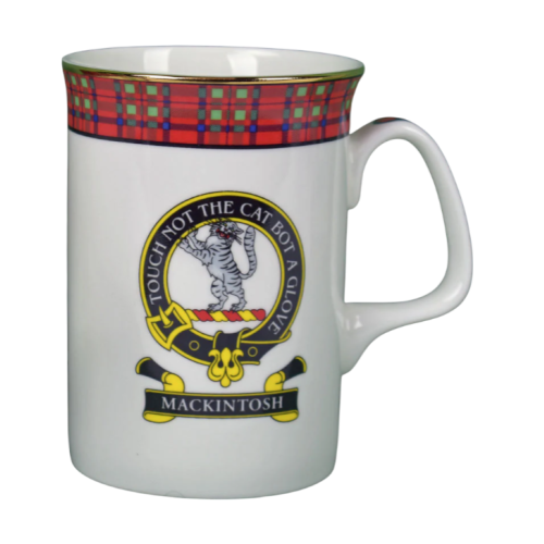 (MacIntosh) White Scottish Clan Crest Tartan Bone China Mug