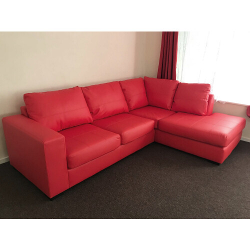 WESTPOINT VENICE BIG CORNER SOFA FAUX LEATHER RED RIGHT HAND SIDE 2