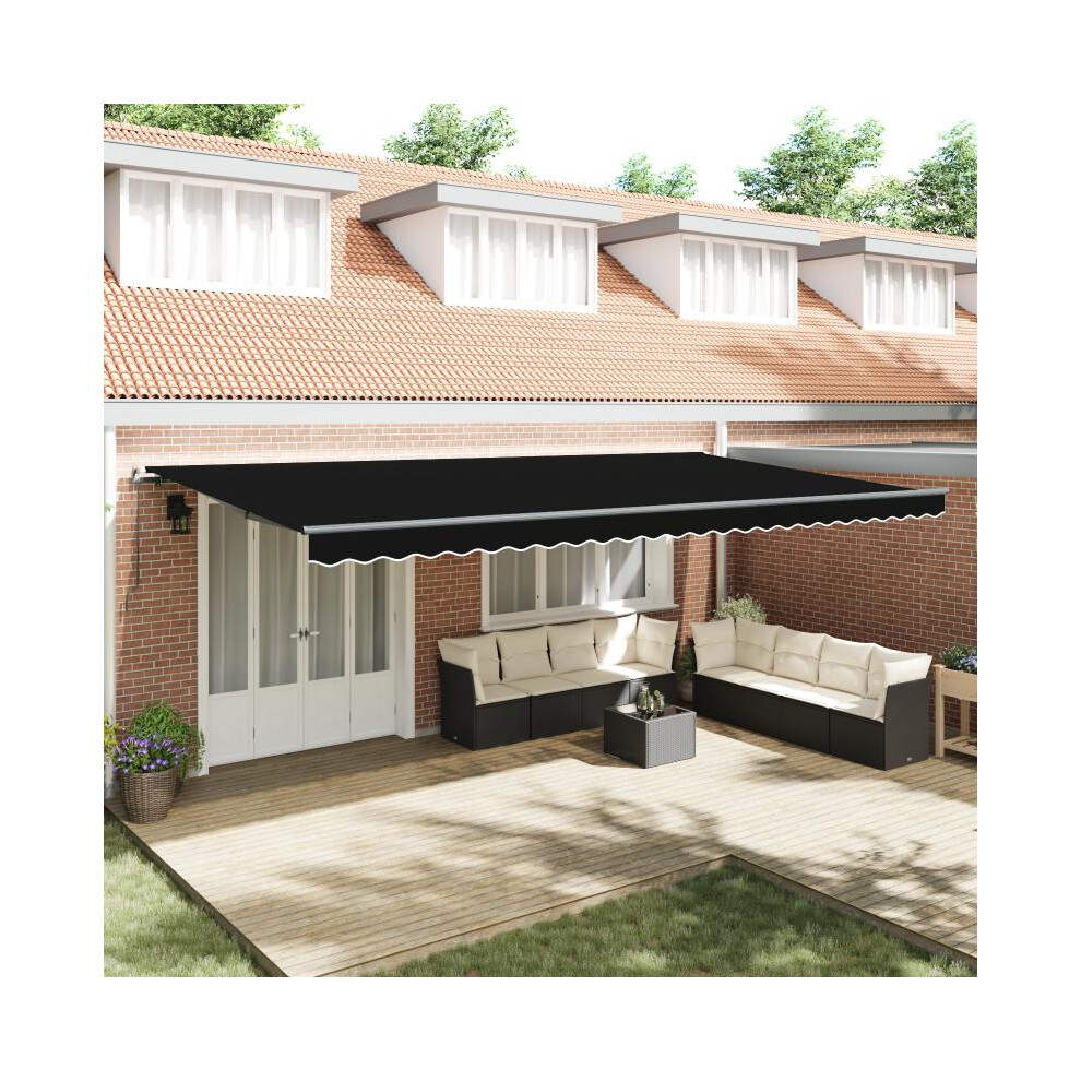(Black, 600 x 300 cm) vidaXL Manual Retractable Awning Black 600x300 cm