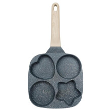 (Black pan*1 Count, 1 Set) Non-stick Star Hole Design Egg Frying Pan, 4 Hole Skillet with Handle, Cooking Accessories, Breakfast Egg Toast Bread Food, Kitchen Gadgets