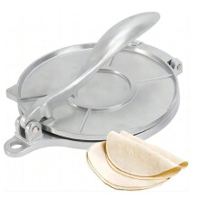 (Silver, 7.87inch) Corn Tortilla Machine,1Count Multi-functional Hand-pressing Dough Bread Tortilla Maker,Homemade Pancake Tool for Kitchen Baking House