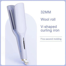 (Purple-pro) 【Try Now】French Wave Curling Iron, 32 mm U Shapped Curler, Deep Beach Waver Curling Iron, Ceramic 3 Barrel Hair Crimper for Women