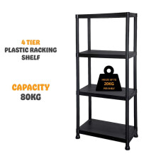 (4 - TIER PLASTIC SHELF) 3/4/5 Tier Plastic Shelf Storage Unit Shelving Shelves Racking Warehouse Shed Rack Organiser Steel Garage Standing