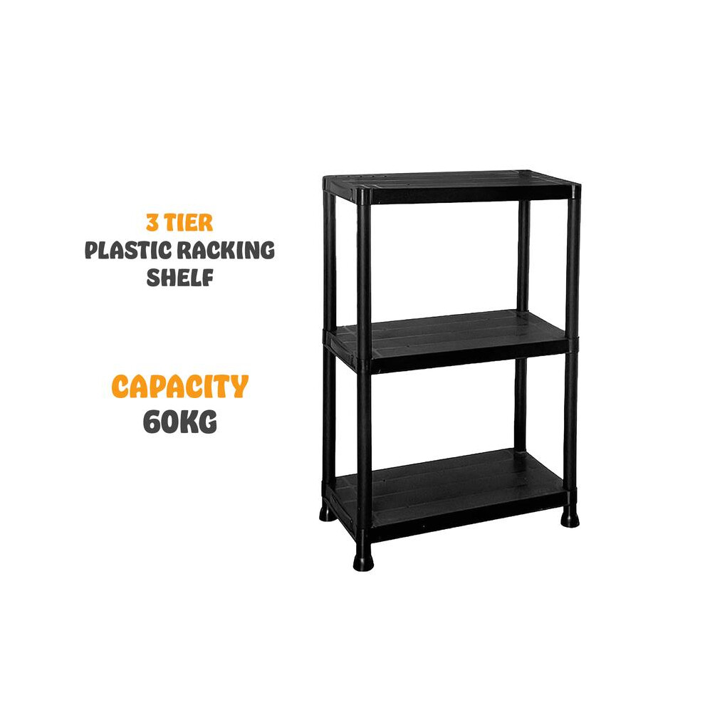 (3 - Tier Plastic Shelf) 3/4/5 Tier Plastic Shelf Storage Unit Shelving Shelves Racking Warehouse Shed Rack Organiser Steel Garage Standing 3682582880378