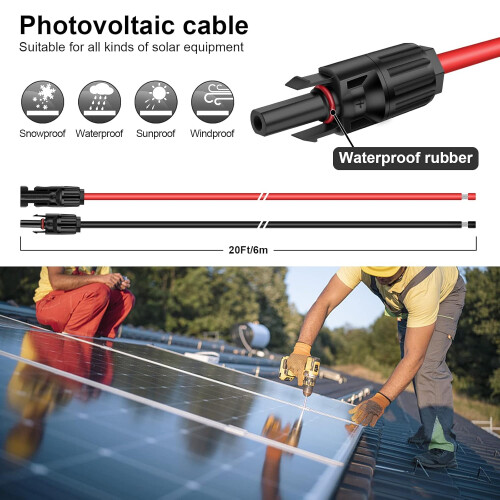 6mm² Solar Panel Extension Cable with Female and Male Solar Connector 2