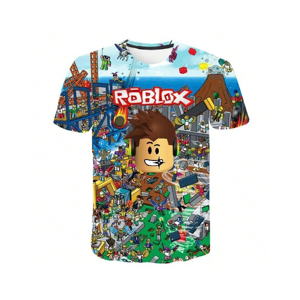 (18, 150) Robloxing Game kids T-shirt cosplay costumes Child Cartoon Short sleeve top 3D Printing Casual Street Clothes