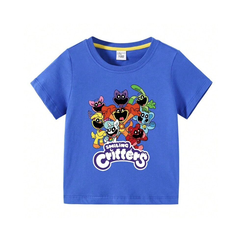 (color 14, 110(4T)) Smiling Critters Children's Clothing Kawaii Cartoon Funny T-Shiirt Boys Short Sleeve Fashion Tops 3-10Years Kids Summer Clothes