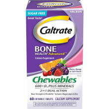 Caltrate 600 + D3 Plus Minerals Chewables – Calcium, Vitamin D3 & Zinc, Copper & Manganese for Strong, Flexible Bones (60 Count)