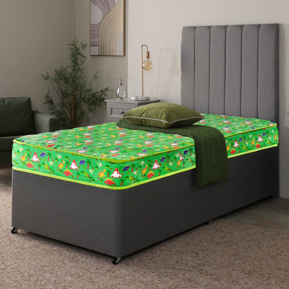Extreme Comfort Ltd (2Ft6 Small Single Mattress - 75Cm X 190Cm) Dreamy Dinosaur Kids Mattress - 16.5Cm Deep, Dual-Sided Comfort