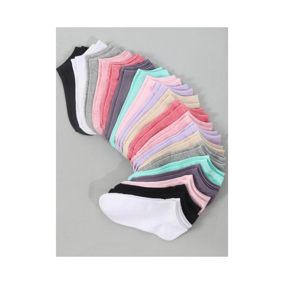 (Multicolor1, EU36-39) Women's Solid Ankle Socks, Low Cut Casual Comfy Breathable Anklets for Women, Multipack Simple Socks for Everyday Daily Wear, S-image-OPC-PHDQ9QW-NEW